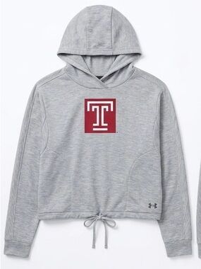 Temple University Gray Hoodie with Maroon Logo w Cut Out in Back